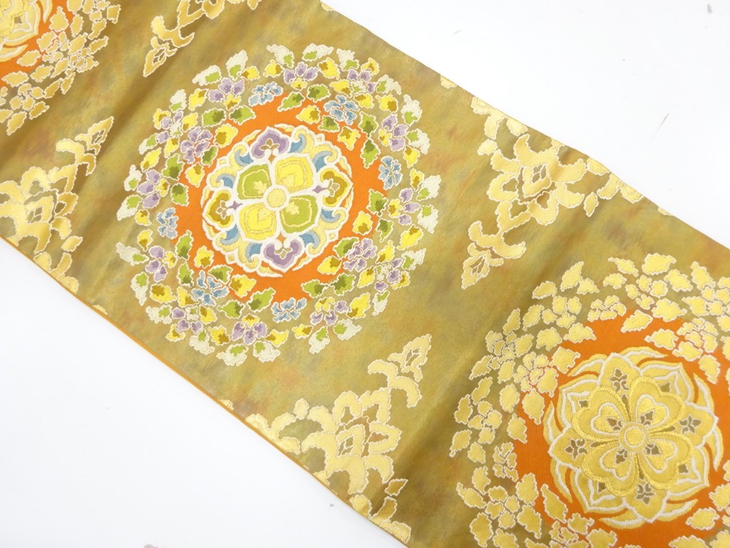 JAPANESE FUKURO OBI / WOVEN FLOWER CREST